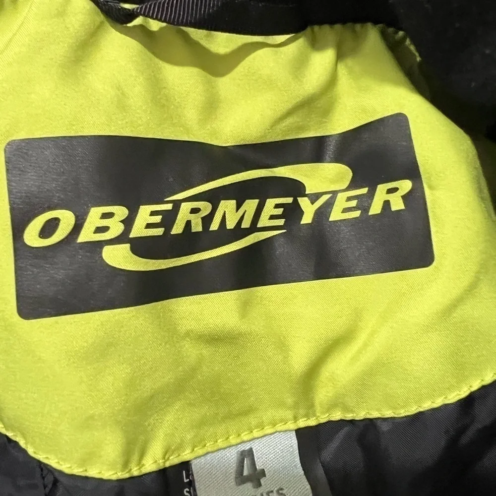 Obermeyer lime green white and black lightweight short insulated jacket size 4